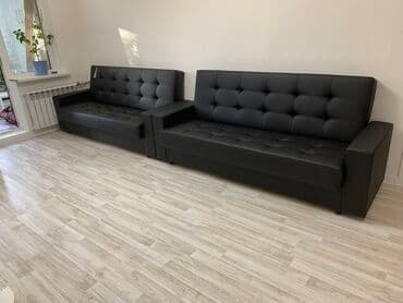 диван черный: Прямой диван, Новый, Трехместный — 13