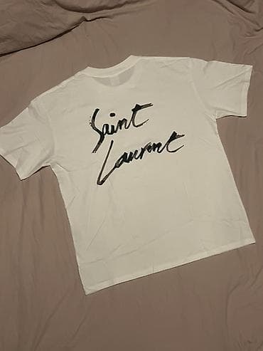 Белая футболка с принтом Saint Laurent - Цвет: белый - Дизайн — 1