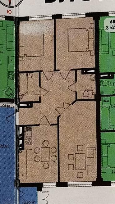 жд: 3 комнаты, 77 м², Элитка, 5 этаж, Готовая ПСО (под самоотделку) — 4