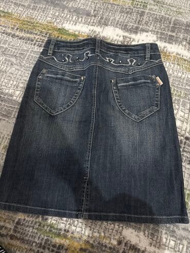 джинсовая мини юбка: Джинсовая юбка TITLEN - Цвет: темно-синий деним с легким эффектом — 2