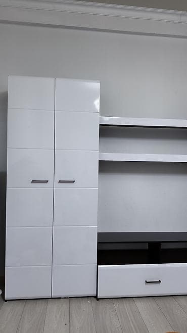 Сантехника: Стенка-шкаф, Тип стенки-шкафа: Модульная, Для зала, Б/у, Особенности: С отделением под телевизор — 5