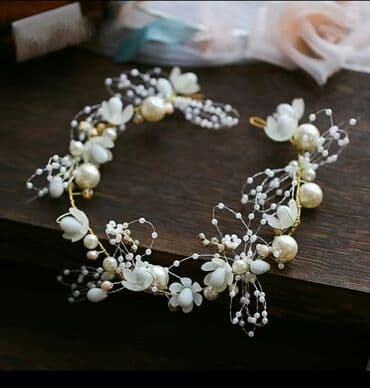 свадебная диадема: Свадебный аксессуар, Свадебная диадема, тиара, Новый, цвет - Белый — 4
