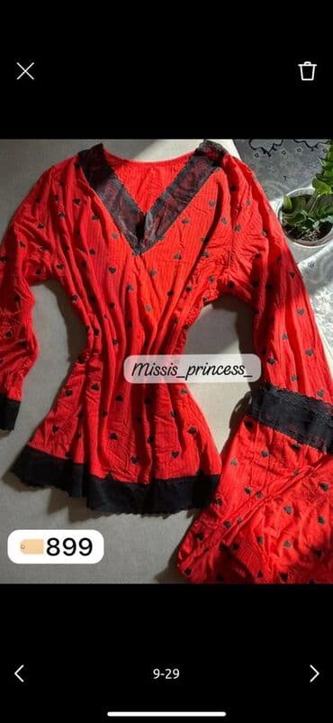 Киреге берилүүчү кийимдер: Домашние комплекты/пижамы Варианты: - Длинный рукав + брюки — 9