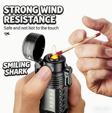 страбаскоп: Фонарь - зажигалка Smiling Shark с боковой COB-панелью и встроенной — 5