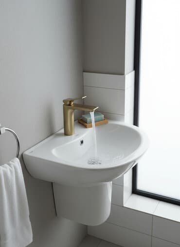 купить дачный умывальник с подогревом: Раковина для ванной, Угловая форма, Материал: Керамика — 1