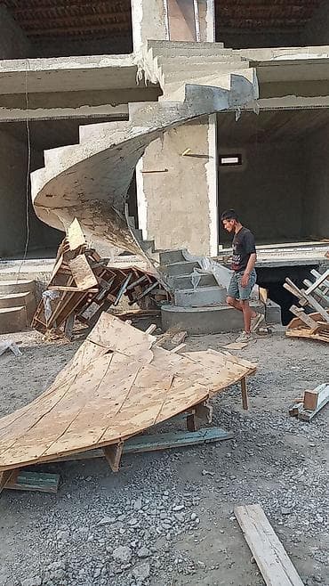 plastik stol stul: Бетонная лестница Для дома, Форма лестницы: Много-маршевая — 6