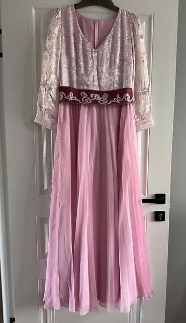 платье лён: Детское платье, цвет - Красный — 3