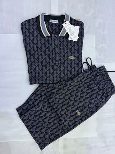 Мужской спортивный костюм, S, L, XL, Lacoste, Новый, цвет - Черный, Самовывоз