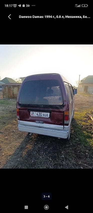 дубуль кабина: Daewoo Damas: 1994 г., 0.8 л, Механика, Бензин, Минивэн — 4