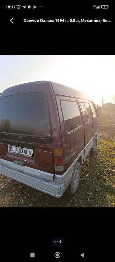 дубуль кабина: Daewoo Damas: 1994 г., 0.8 л, Механика, Бензин, Минивэн — 3