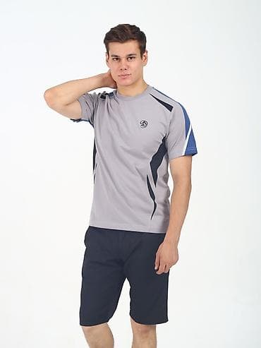 Мужская спортивная футболка с коротким рукавом - Цвет: серый с