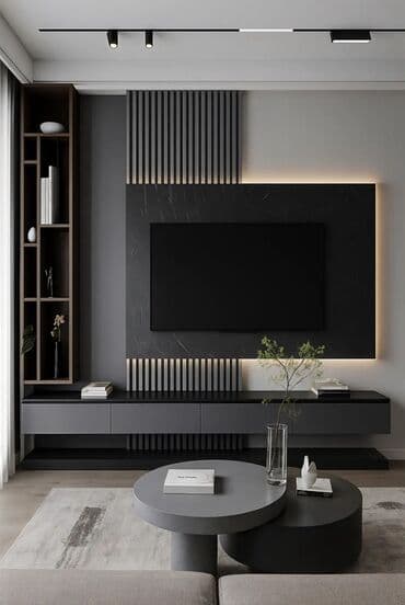 полки для аксессуаров: Тумба и подставка для телевизора, Подвесная, цвет - Серый — 5