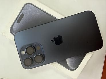 IPhone 15 Pro, Б/у, 128 ГБ, Blue Titanium, Коробка, 88 %
