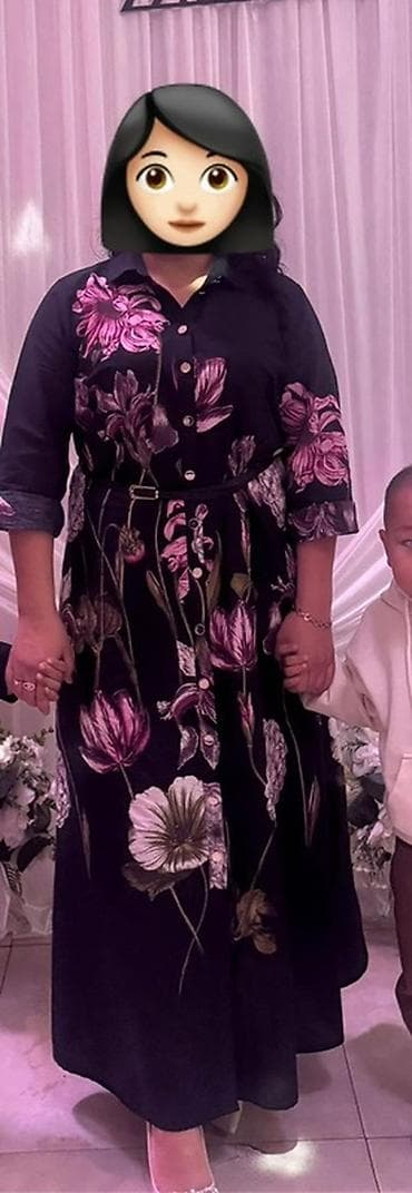 maraton: Повседневное платье, Турция, Осень-весна, Длинная модель, Хлопок, Платье-рубашка, XL, L — 1