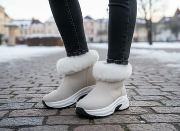 пол сапоги женские: Женские зимние полусапожки-ботинки - Цвет: светло-бежевый/молочный - — 1