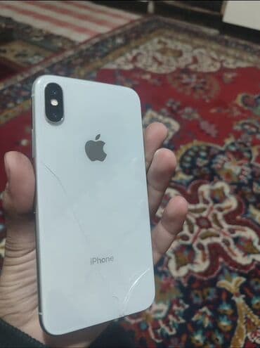 IPhone X, Б/у, 256 ГБ, Серебристый, Зарядное устройство, Защитное стекло, Чехол, 100 %