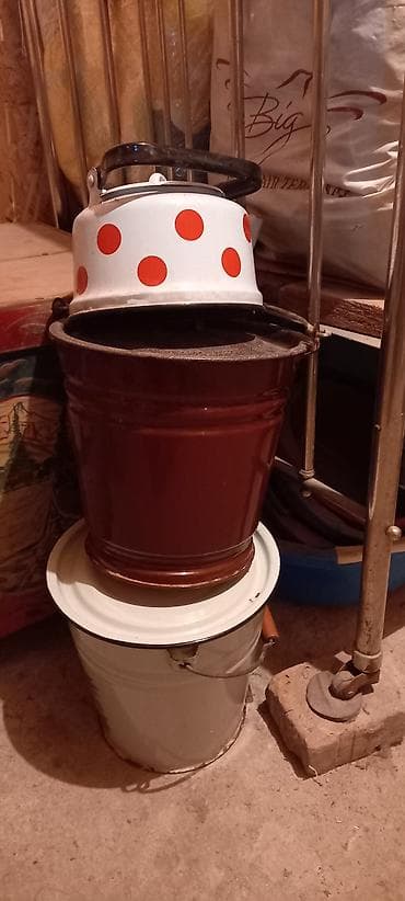 Кургаткычтар: Набор посуды и утвари для кухни/дачи. Самовар, эмалированные ведра — 2