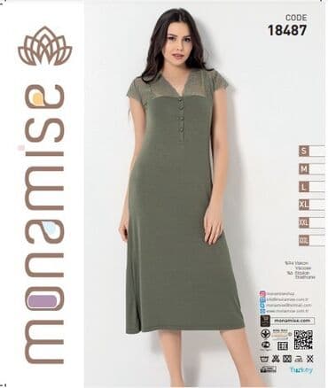 белая ночная сорочка: Ночная сорочка, Бамбук, Длинная модель, 2XL, XS, S — 6