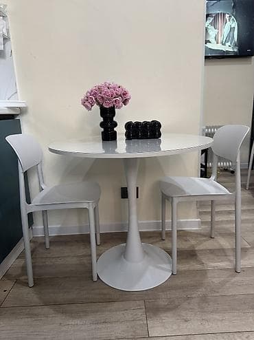 кухинный стол стул: Кухонный стол и стул, цвет - Белый — 1