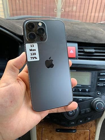 IPhone 13 Pro Max, Б/у, 128 ГБ, Графит, Защитное стекло, Чехол, 79 %