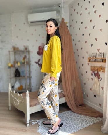 белая ночная сорочка: Домашняя одежда, Штаны, Хлопок, Узбекистанская, Осень-весна — 2