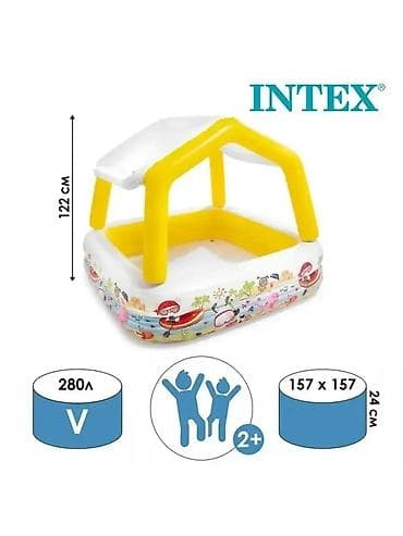 Спорт и отдых: 🌞 Детский надувной бассейн Intex с навесом 💦 👶 Для детей от 2 лет ☀️ — 8