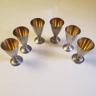 Жеке буюмдар: Рюмки серебряные с позолотой 30мл набор *875 проба СССР — 1