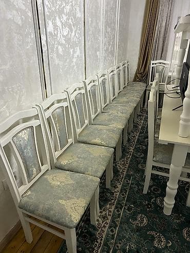 Эмерек: Конок бөлмөсү үчүн үстөл жана отургуч, Жаңы, Өзү алып кетүү, түсү - Ак — 2
