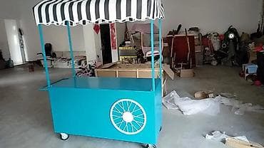 мобильный стенд: Передвижная торговая стойка/тележка с навесом - Яркий дизайн: корпус — 3