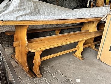 пластиковые стульчики: Комплект мебели из массива дерева для трапезной/пивной: длинный стол и — 2