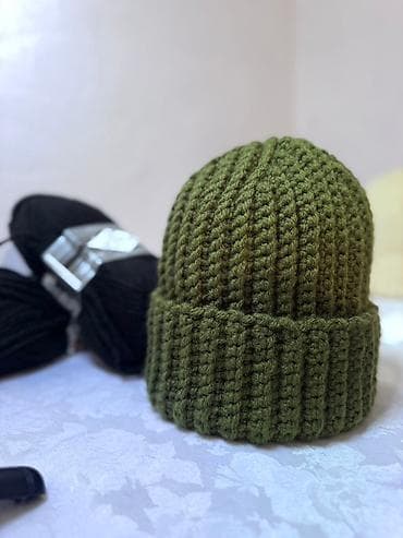 Шапка, Бини, Акрил, Зима, Вязаная модель