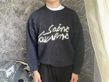 белые кофты: Мужской свитер с надписью “Saint Laurent” в стиле рукописного лого. - — 2