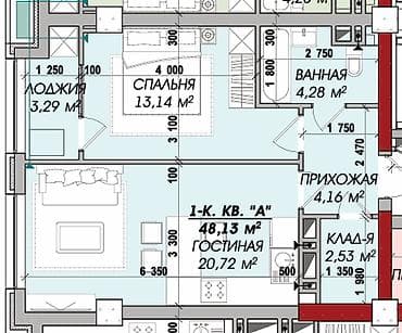 газ будка: 1 комната, 48 м², Элитка, 8 этаж, Готовая ПСО (под самоотделку) — 2