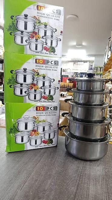 Набор кастрюль из нержавеющей стали — 10 предметов - Материал lalafo.kg да Набор кастрюль из нержавеющей стали — 10 предметов - Материал