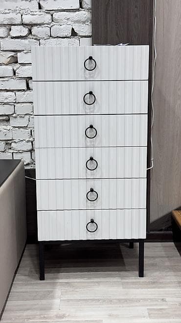 Комод для одежды, Новый, Без зеркала, ЛДСП, цвет - Белый, Серый