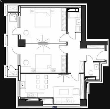 open space: 2 комнаты, 84 м², Кок-Жар мкр Элитка, 8 этаж, ПСО (под самоотделку) — 2