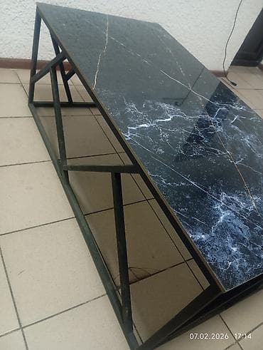 черн метал: Журнальный столик с каменной столешницей - Столешница: черный — 2