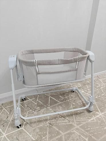 Детская приставная кроватка, С колесиками, цвет - Серый