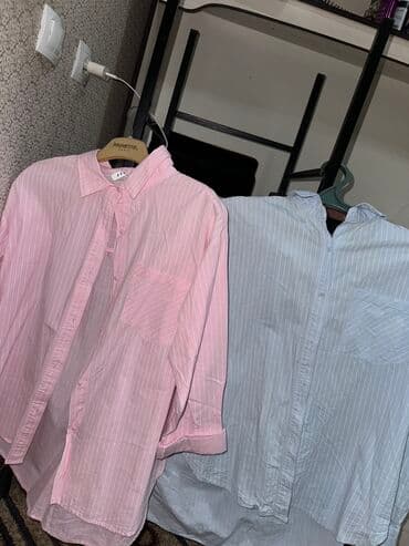 брендовая мужская одежда бишкек: Рубашка, Классическая модель, Оверсайз, В полоску, Корея — 1