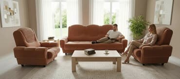 удобная мебель: Комплект мягкой мебели, цвет - Оранжевый — 6