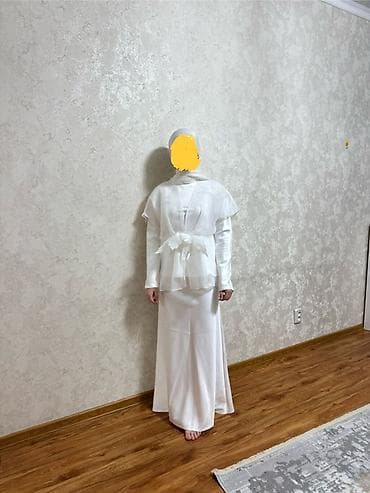 свадебный пеньюар: Белый нарядный комплект в стиле modest/тройка Надела один раз на той — 1