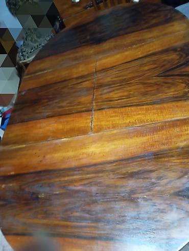 Картины и портреты: Круглый винтажный стол, массив дерева, орех, качественный, крепкий — 5