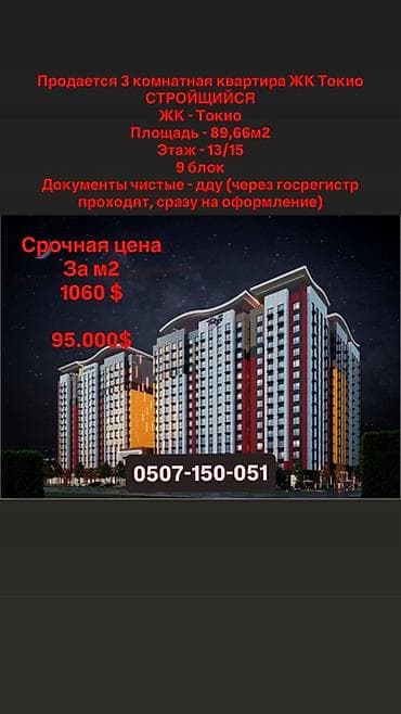 mega hous: 3 комнаты, 89 м², Элитка, 13 этаж, Готовая ПСО (под самоотделку) — 1