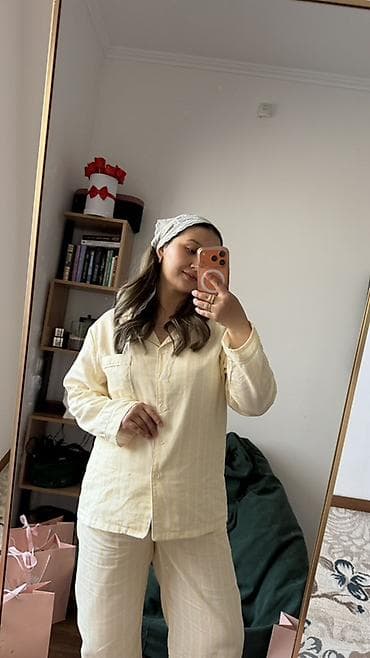 женские пижамы для сна: Пижама, Хлопок, Китай, На пуговицах, S, M, L — 5