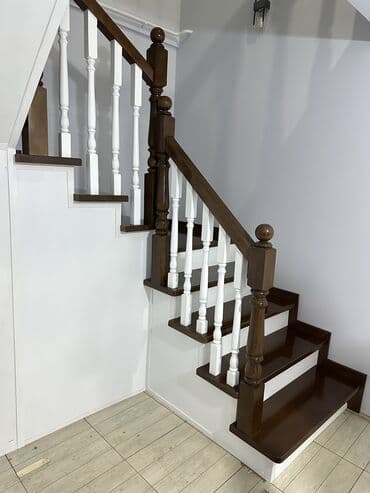 Готовые перила: Деревянная лестница Для дома, Бесплатная доставка, Вид дерева: Лиственница, Стиль: Лофт — 9