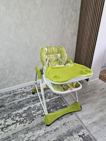 дошка: Детский стульчик для кормления, зелёный - Удобный высокий стул со — 1