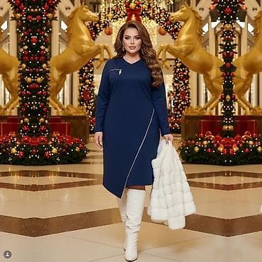 Личные вещи: Повседневное платье, Осень-весна, Короткая модель, Прямое, 5XL, 2XL, 3XL — 3