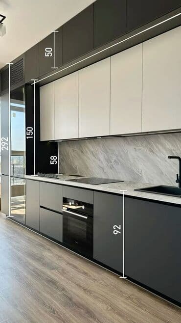 кух оборудование: Современные кухонные гарнитуры в матовом графитовом/чёрном — 38