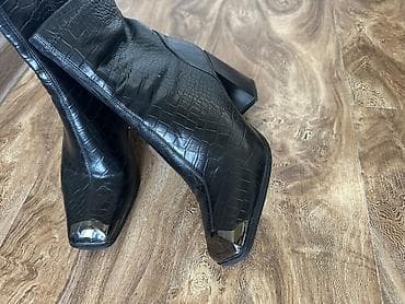 Сабо: Женские ботильоны - Цвет: черный - Фактура под крокодила (тиснение) - — 4