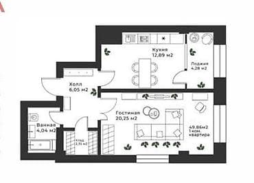 Недвижимость: 2 комнаты, 50 м², Элитка, Восток-5 мкр Элитка, 6 этаж, Дизайнерский ремонт — 3